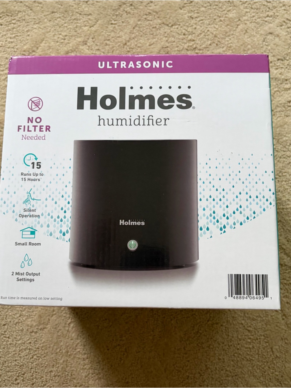 Holmes Black Ultrasonic Humidifier - Quiet Small Room Humidifier